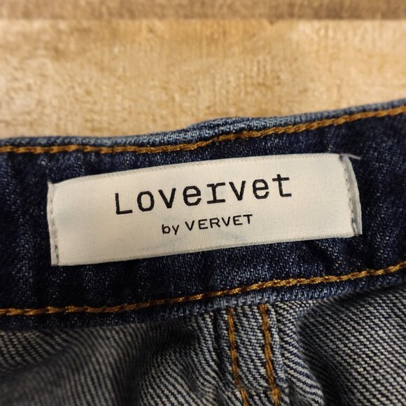 Lovervet by Vervet Dad Jeans Women’s 16W Dark Wash High Rise Frayed Hem - Picture 3 of 11